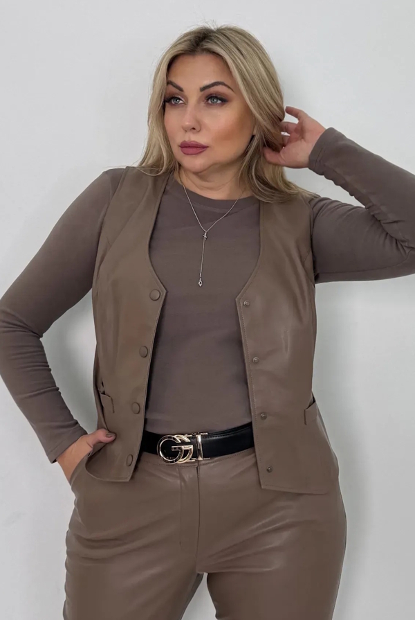 Жилет з екошкіри "Стася" мокко