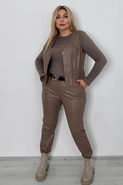 Жилет з екошкіри "Стася" мокко