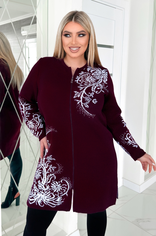 В'язаний кардиган "Евердіна" бордо