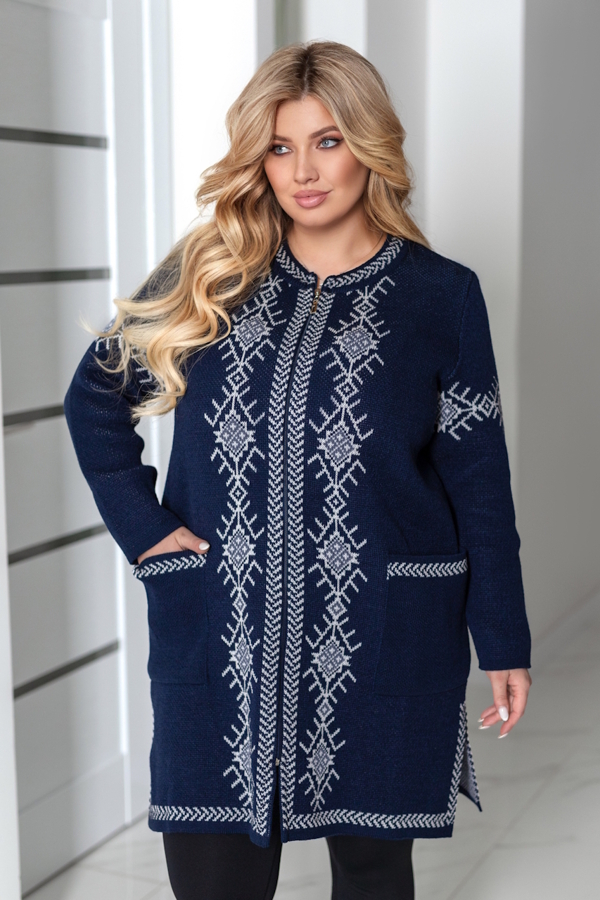 В'язаний кардиган "Круа" темно-синій