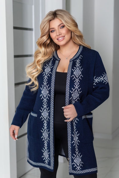 В'язаний кардиган "Круа" темно-синій
