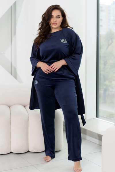 Домашній костюм-трійка "Айна" темно-синій