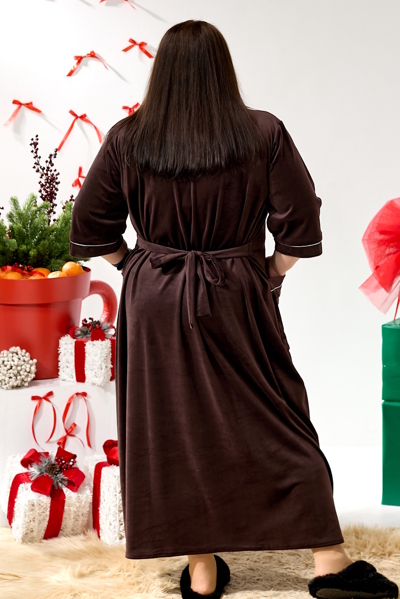 Халат з велюру "Альба" шоколад