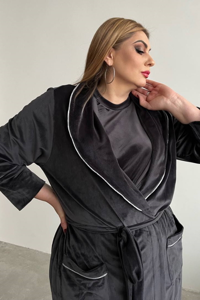 Велюровий халат "Ліла" сірий