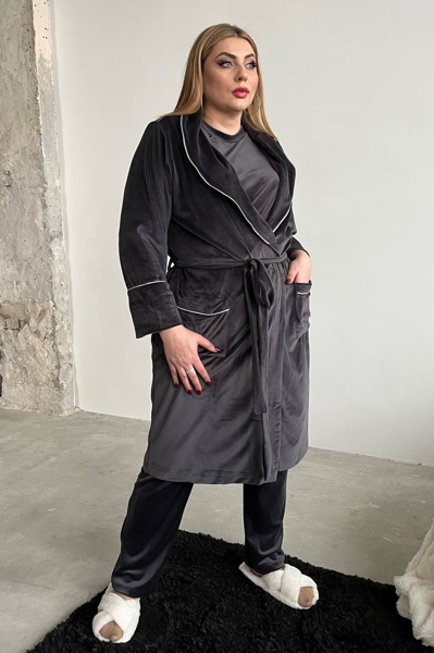 Велюровий халат "Ліла" сірий